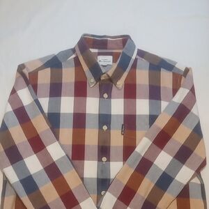 Ben Sherman Men's Checkered Button Down Shirt - Blue, Red, Tan